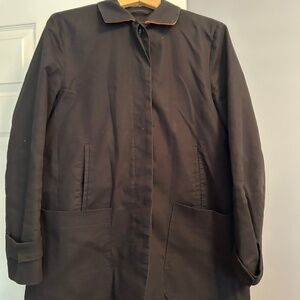 Black Utility-Style Overcoat Jacket – Mid-Thigh Length